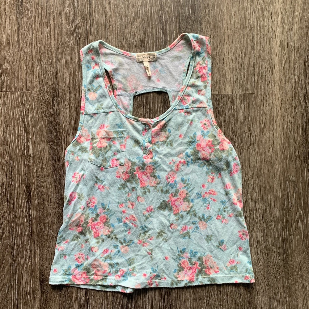 Kirra Floral Tank Top Backless Blue Pink Size XS